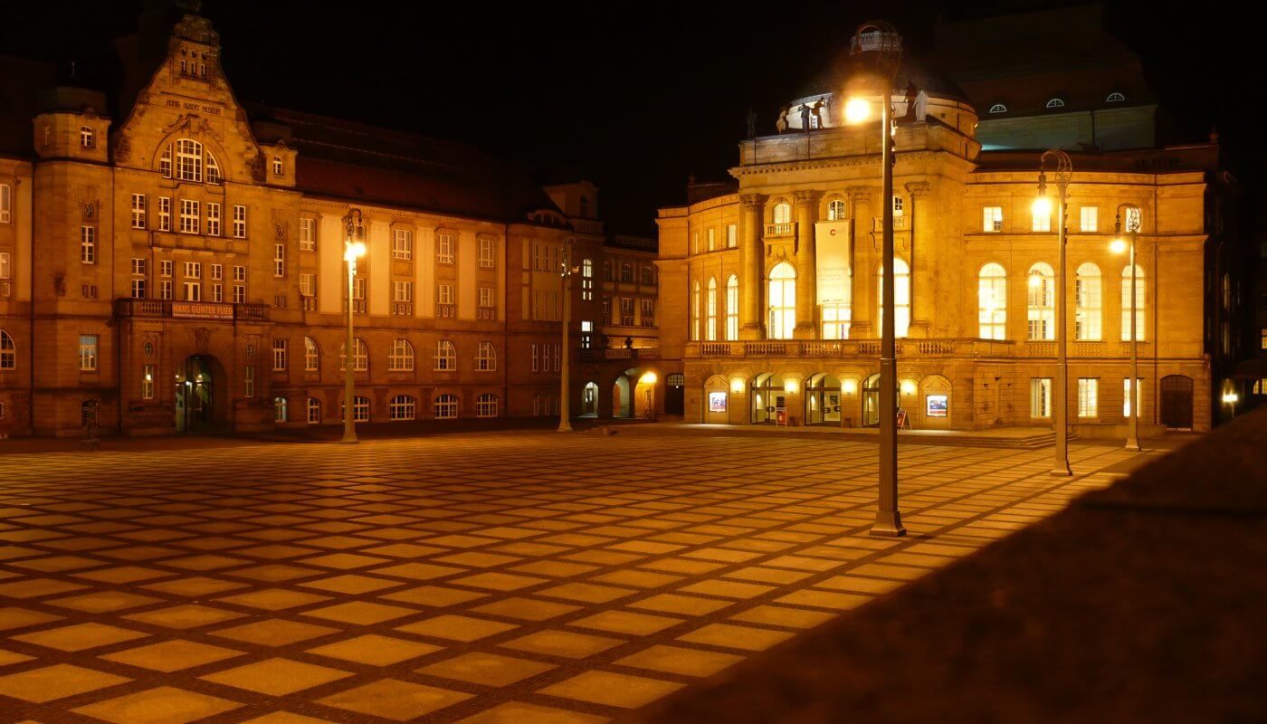 Theaterplatz Chemnitz bei Nacht