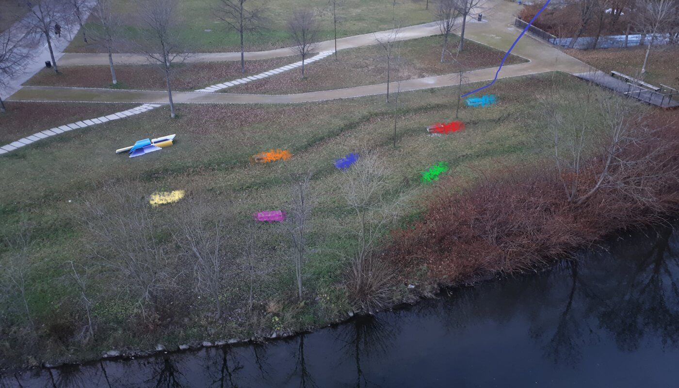 Bunte Sandsteinbänke in Chemnitz