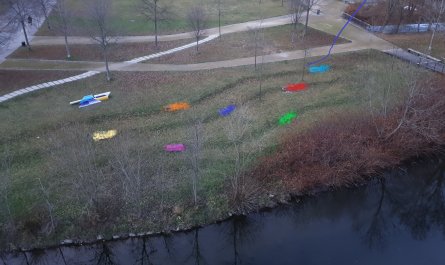 Bunte Sandsteinbänke in Chemnitz